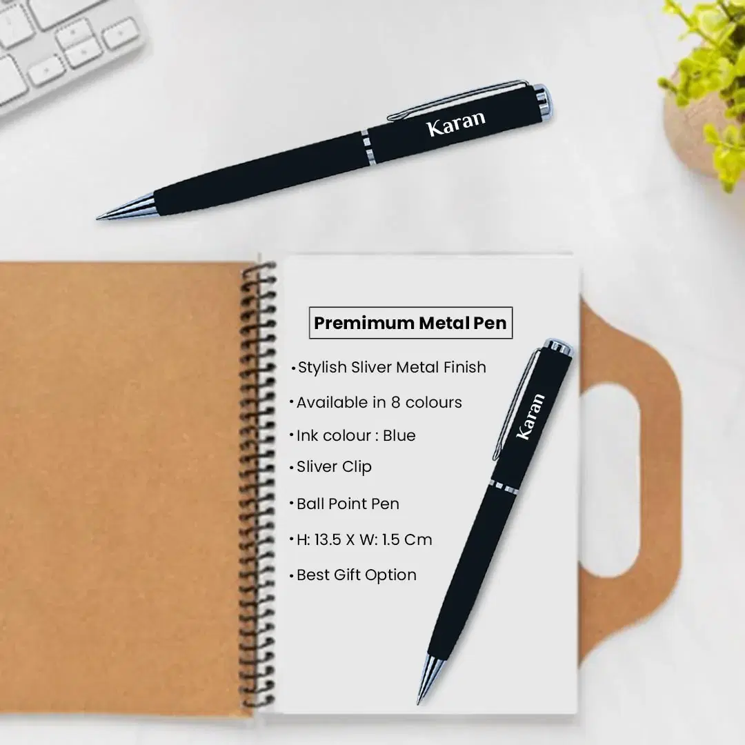 Premium black metal pen product detail sheet