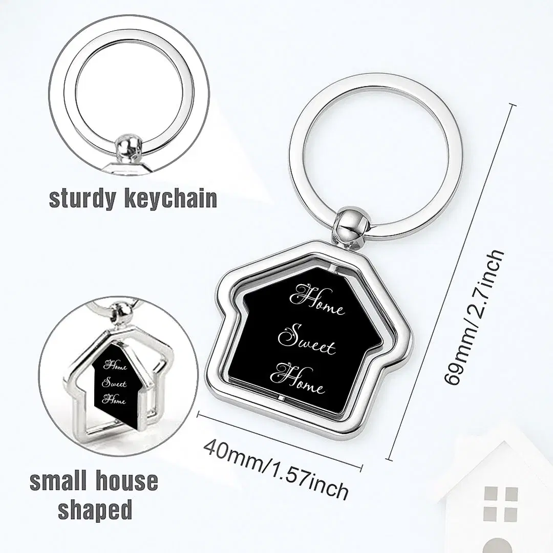 Personalized house-shaped keychain dimension view