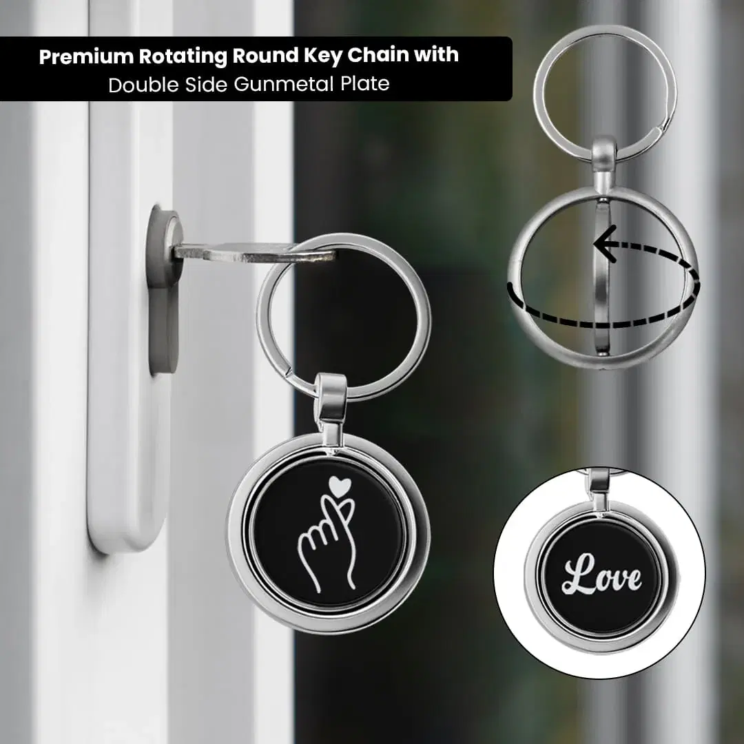 Premium rotating keychain displayed on door handle